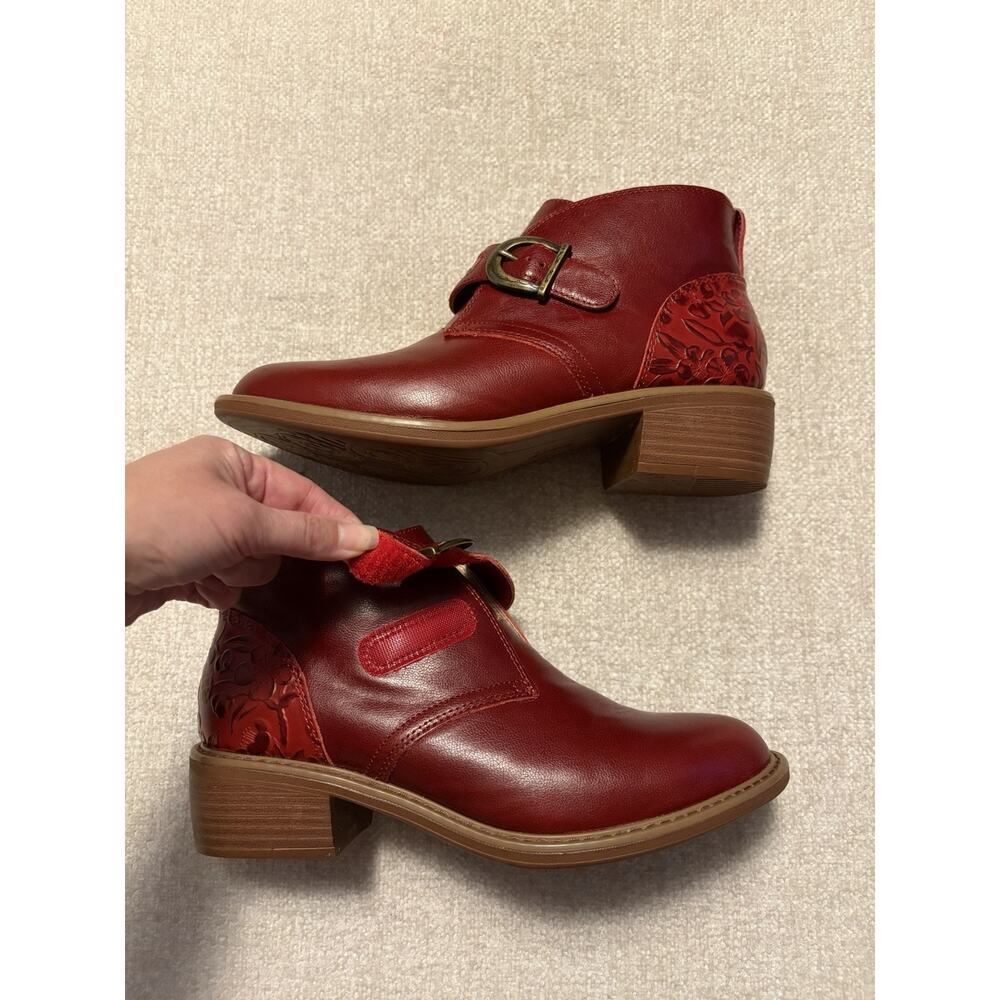 Alegria Women's Leather Ankle Boots Mikki Size 9.5-10 EU40 Red Embossed Heel - Picture 8 of 10